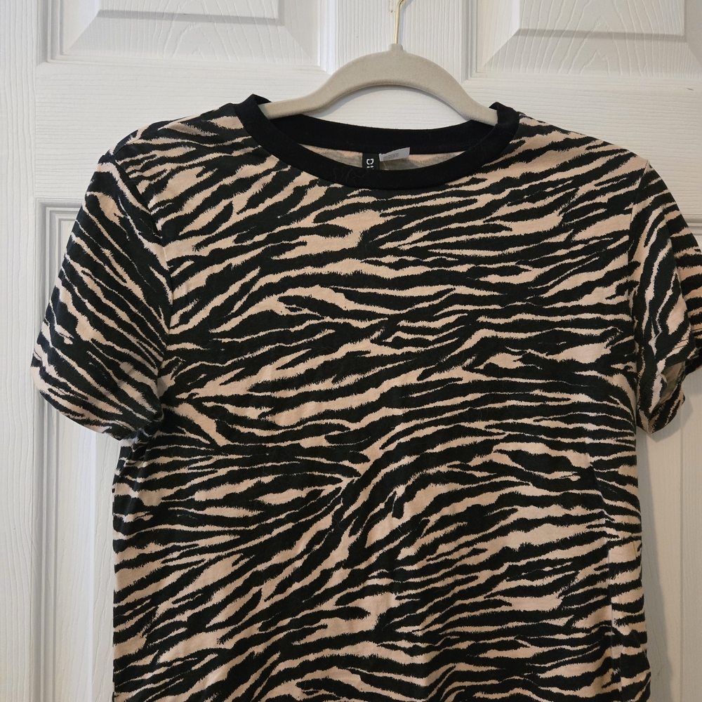 Divided Black and Cream Animal Print Top